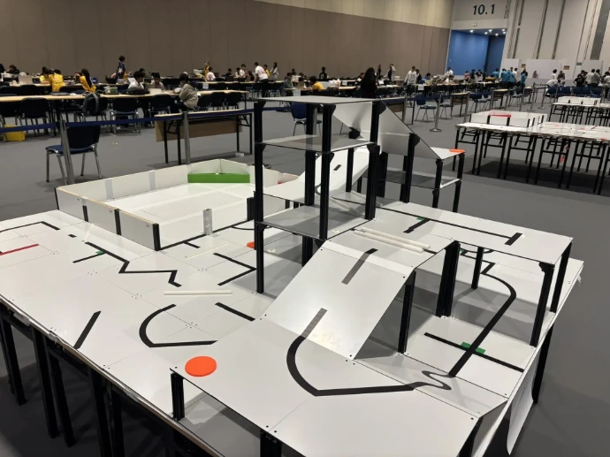 A RoboCupJunior Rescue competition setup